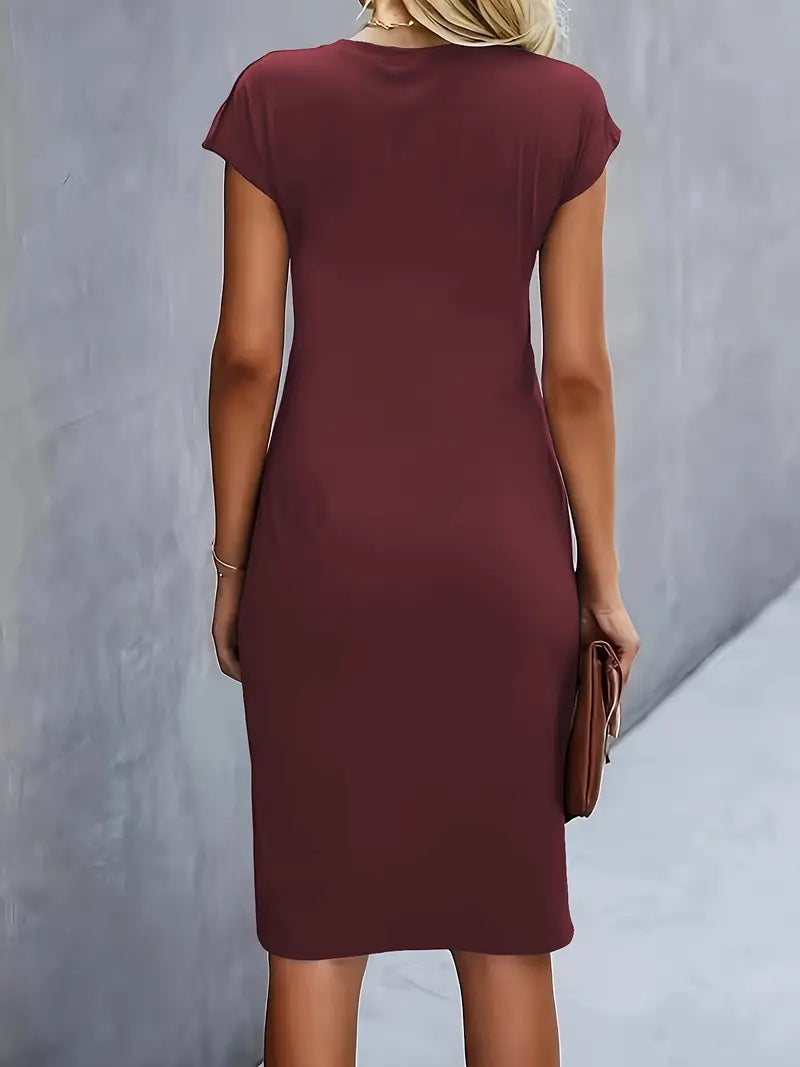 Brezly Robe Midi Femme – Robe Élégante à Coupe Flatteuse avec Col Rond & Style Intemporel