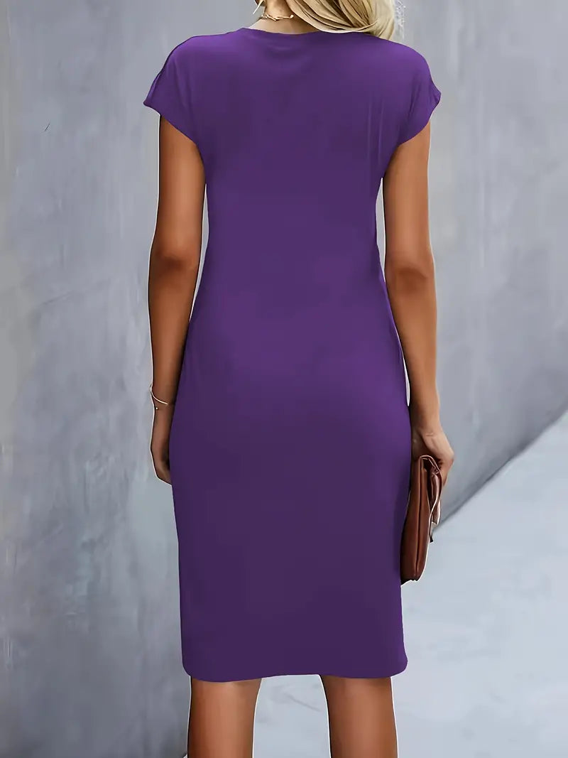 Brezly Robe Midi Femme – Robe Élégante à Coupe Flatteuse avec Col Rond & Style Intemporel