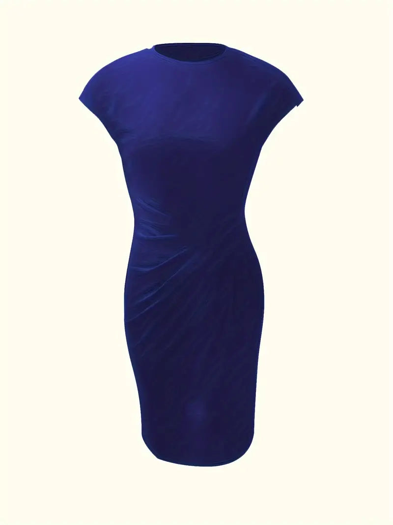 Brezly Robe Midi Femme – Robe Élégante à Coupe Flatteuse avec Col Rond & Style Intemporel