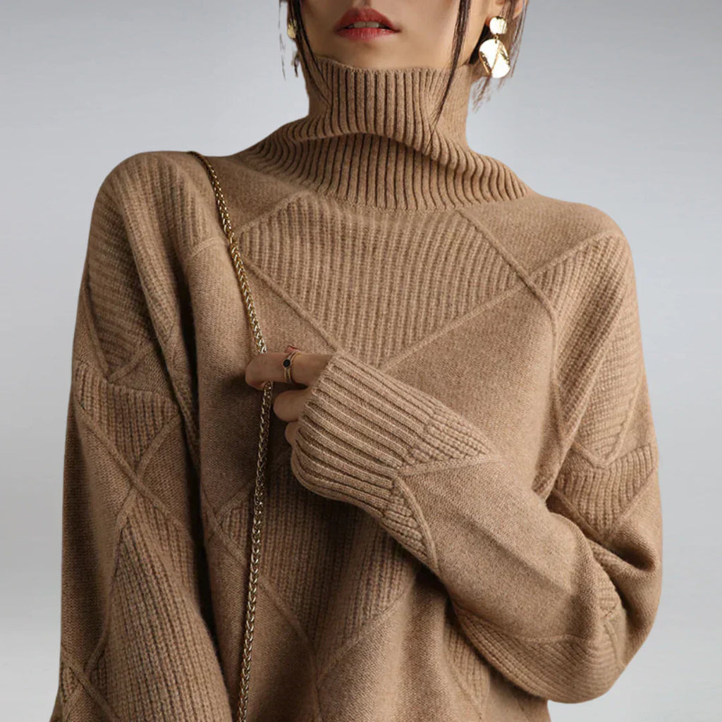 Eva Pull Femme Col Roulé – Pull en Cachemire Doux, Chaud & Élégant pour l’Automne-Hiver
