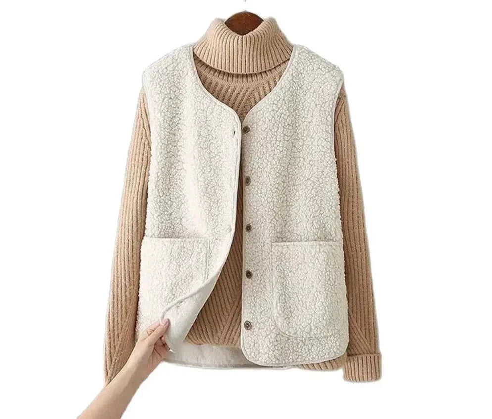 Isabella Gilet Femme Sans Manches – Gilet Sherpa Chaud et Léger Effet Laine de Mouton