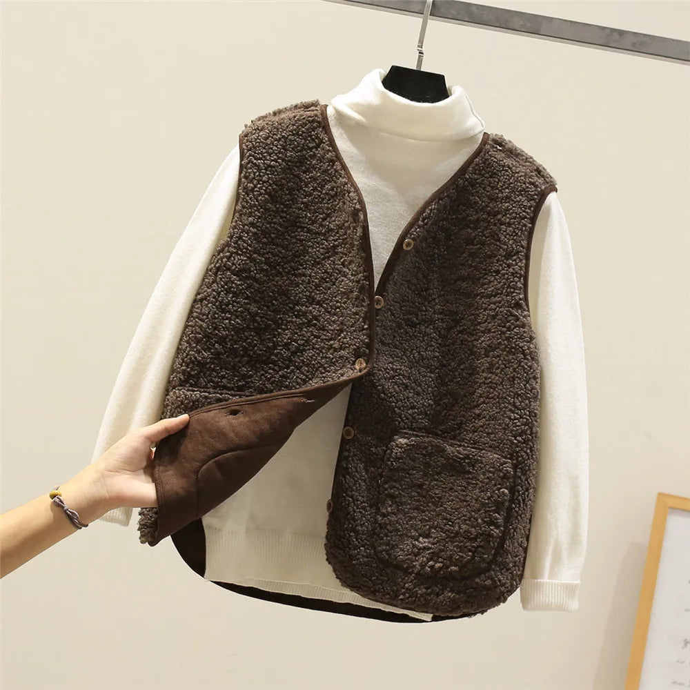 Isabella Gilet Femme Sans Manches – Gilet Sherpa Chaud et Léger Effet Laine de Mouton
