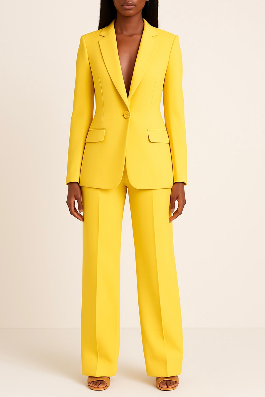 Noemi Ensemble Femme Satiné – Tailleur Pantalon Élégant avec Blazer Cintré et Coupe Fluide