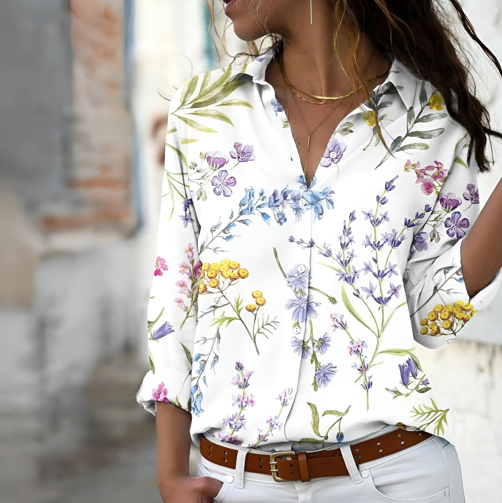 Séréna Blouse Femme – Blouse Fluide à Imprimé Élégant avec Coupe Ample & Tissu Respirant