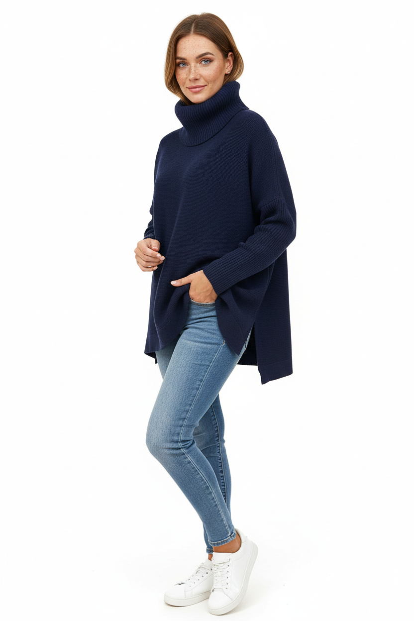 Brooke Women's Turtleneck Sweater – Ultra-Soft Knit Oversized Sweater with Stylish High Collar