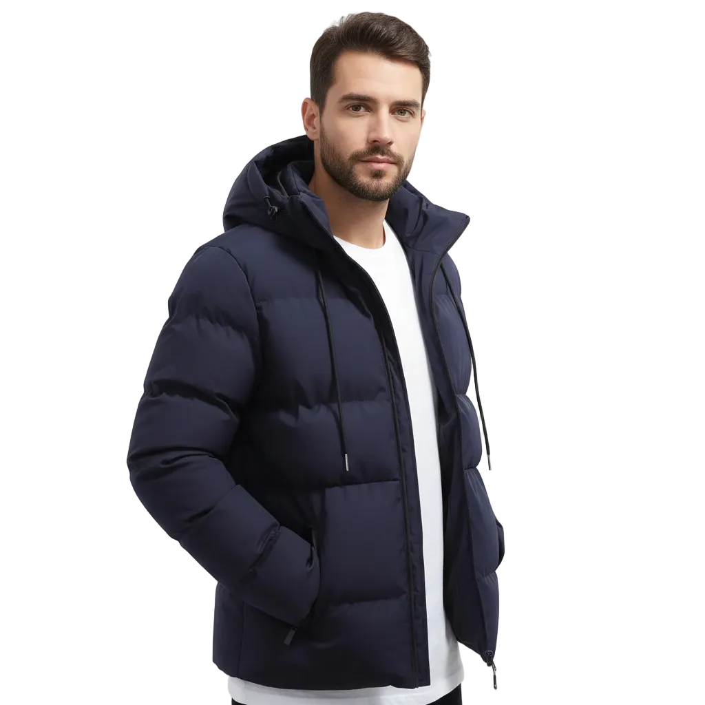 Lucas Parka Homme – Veste d’Hiver Imperméable Matelassée avec Capuche & Coupe Confortable