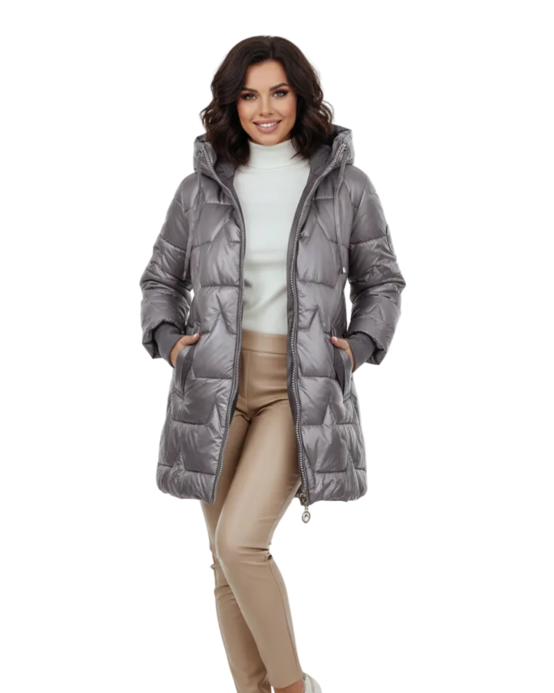 Amanda Women's Winter Coat – Stylish Jacket with Hood, Pockets & Button Closure