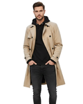 Kevin Classic Double-Breasted Men's Trench Coat – Lapel Collar with Adjustable Belt