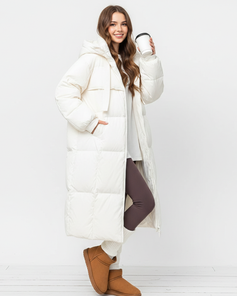 Lily Parka Longue Femme – Manteau Matelassé Chaud avec Capuche et Coupe Relax