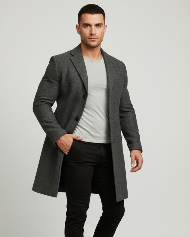 Corvin Manteau d'Hiver Homme – Manteau Long Coupe-Vent avec Boutonnage Classique et Style Élégant