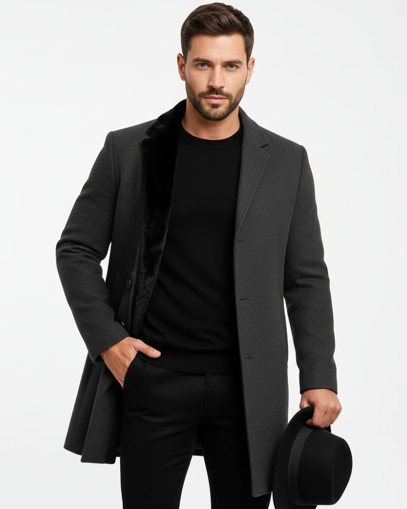 Corvin Manteau d'Hiver Homme – Manteau Long Coupe-Vent avec Boutonnage Classique et Style Élégant