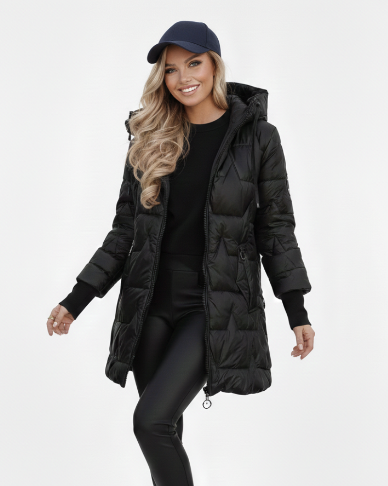 Amanda Women's Winter Coat – Stylish Jacket with Hood, Pockets & Button Closure
