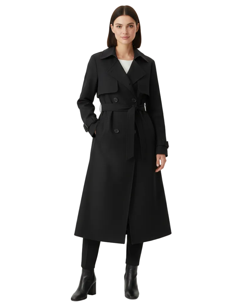 Lauren Trenchcoat Femme – Manteau Mi-Long Cintré à Double Boutonnage avec Ceinture Ajustable