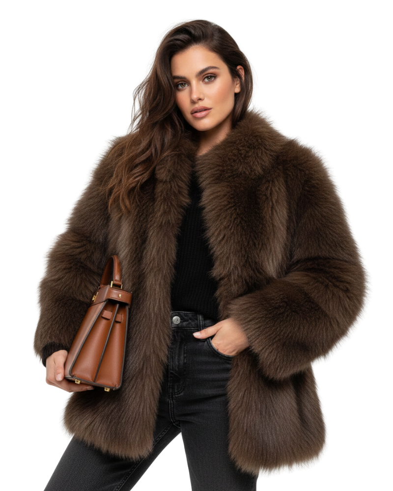 Seraphine Manteau Femme en Fausse Fourrure – Veste Hiver Douce avec Coupe Décontractée et Style Élégant