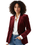 Violetta Blazer Femme en Velours – Blazer Élégant avec Boutons Dorés et Coupe Structurée