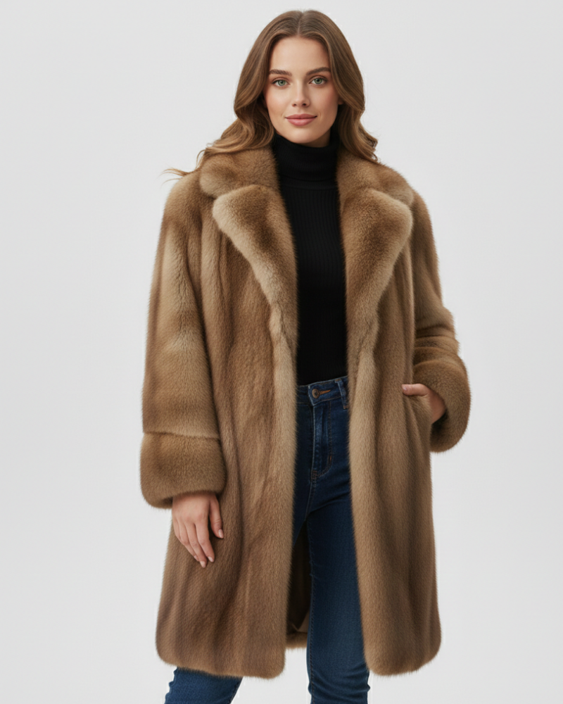 Odessa Manteau Long d'Hiver Femme – Manteau Élégant en Fibres Durables avec Coupe Longue et Chaleur Confortable