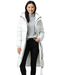 Apolline Women's Long Coat – Warm Quilted Jacket with Hood & Stand-Up Collar