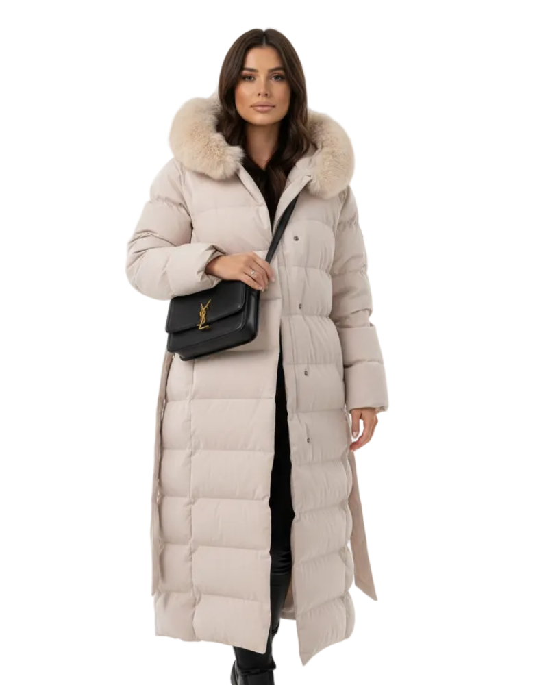 Odette Manteau Long Femme – Doudoune Hiver Élégante avec Capuche et Protection Déperlante