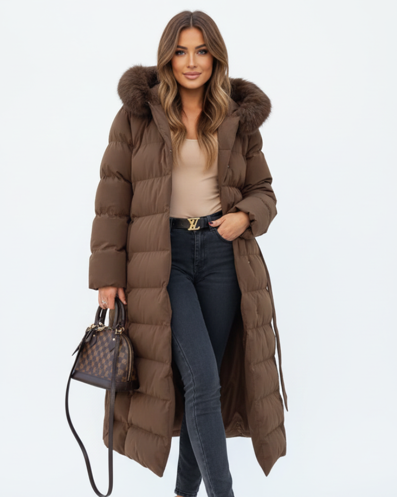 Odette Cappotto Lungo Donna – Piumino Invernale Elegante con Cappuccio e Protezione Idrorepellente