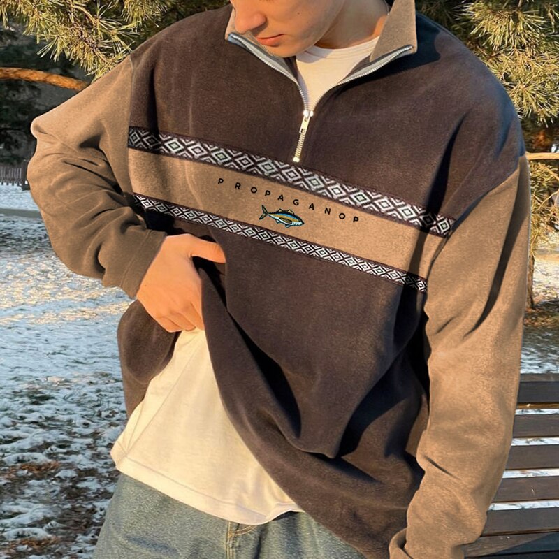 Garrett Pull Zippé Homme – Pull Rétro Élégant avec Demi-Zip & Confort pour l'Automne-Hiver