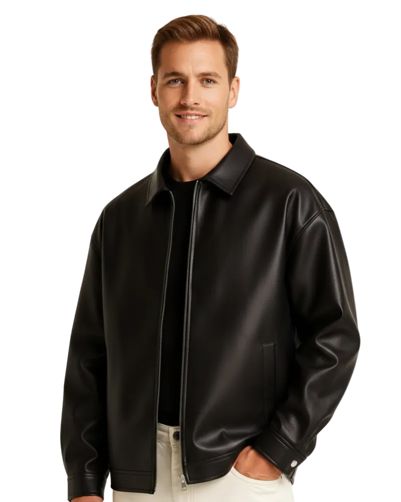 Gabriel Men's Leather Jacket – Modern Fit Zipped Blouson & Elegant Urban Style