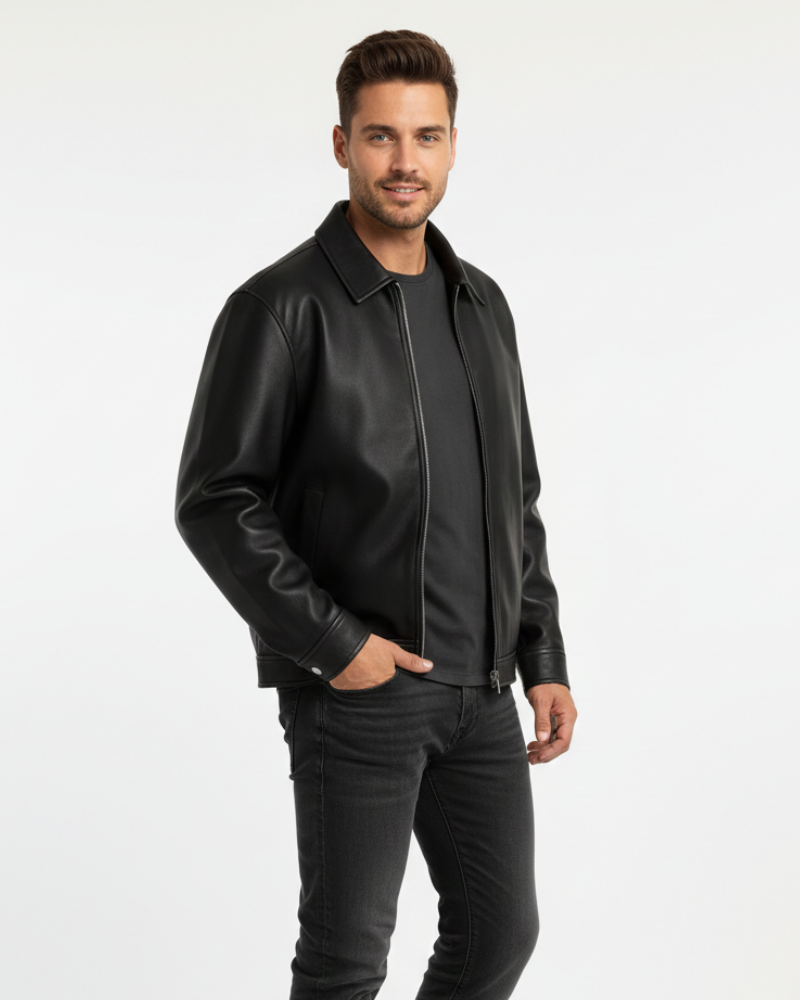 Gabriel Men's Leather Jacket – Modern Fit Zipped Blouson & Elegant Urban Style