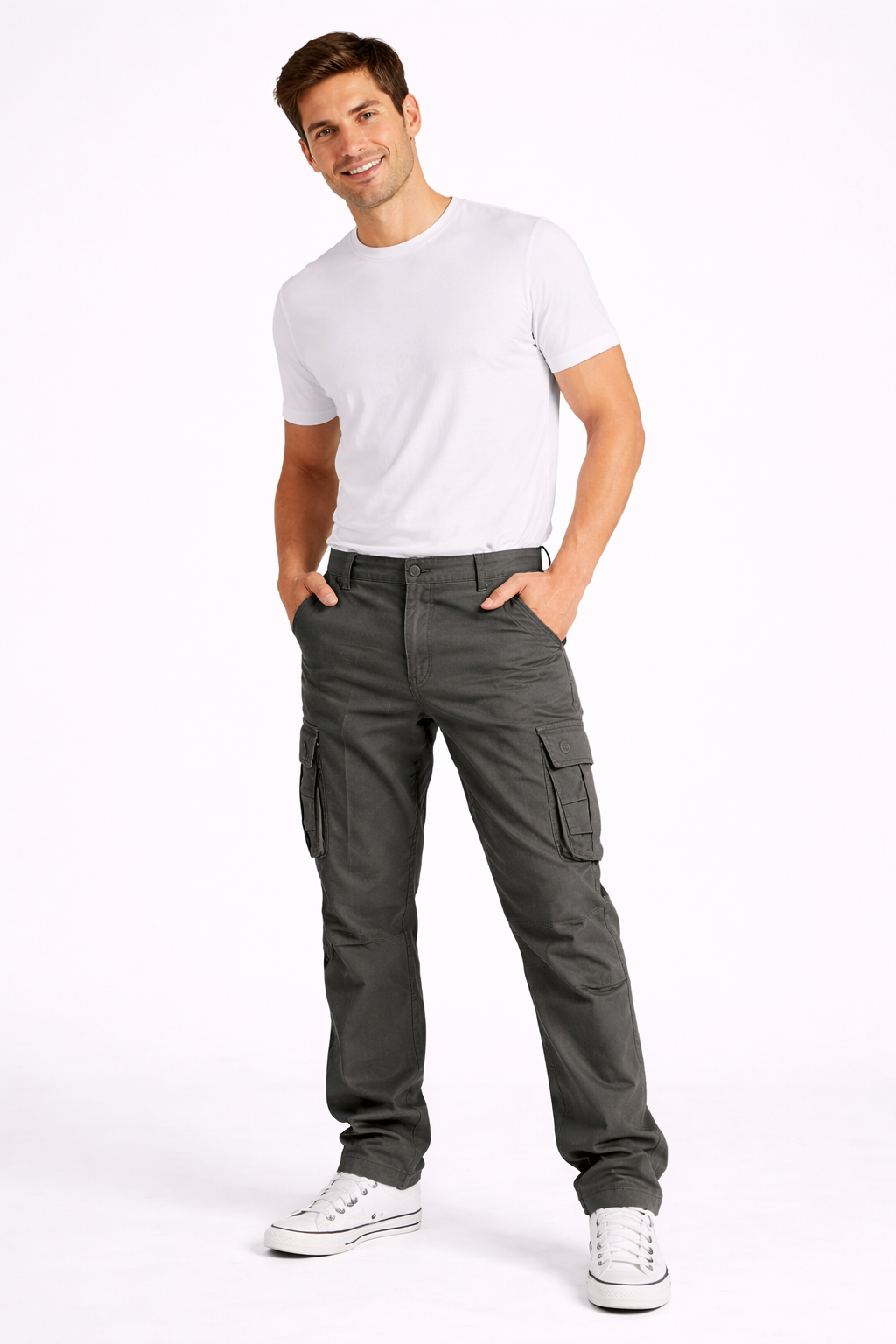 Tristan Men's Cargo Pants – Straight Fit in Breathable Cotton with Utility Pockets