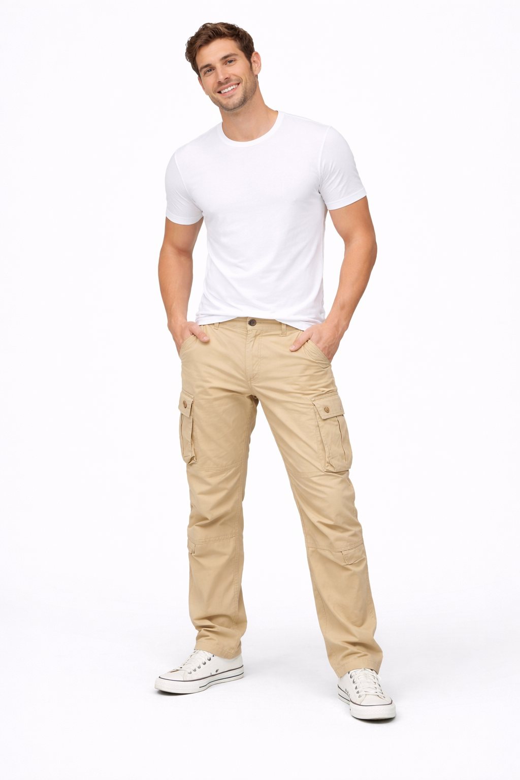 Tristan Pantalon Cargo Homme – Coupe Droite en Coton Respirant avec Poches Utilitaires