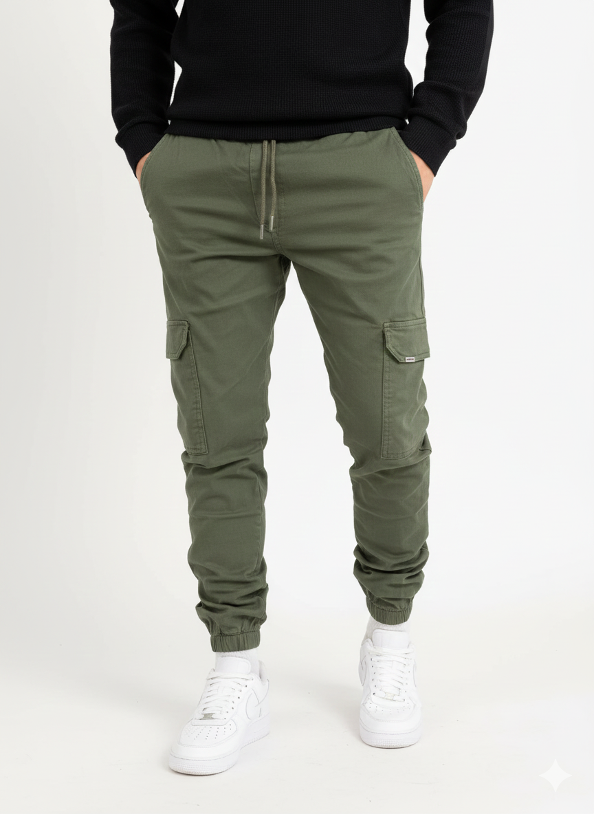 Dylan Pantalón Cargo para Hombre – Jogger Cargo con Cintura Elástica, Bolsillos Funcionales y Corte Moderno