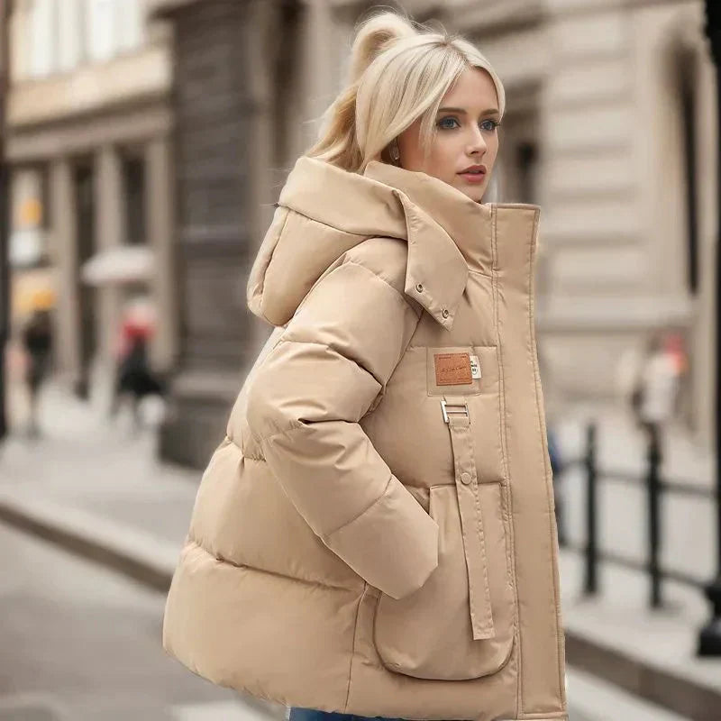 Brielle Women's Waterproof Down Jacket – Warm Winter Coat with Hood & Oversized Fit