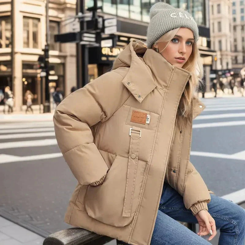Brielle Women's Waterproof Down Jacket – Warm Winter Coat with Hood & Oversized Fit