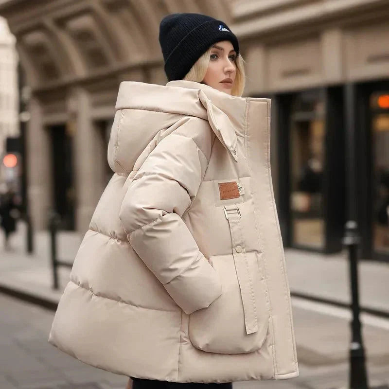 Brielle Women's Waterproof Down Jacket – Warm Winter Coat with Hood & Oversized Fit