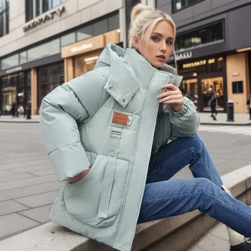 Brielle Women's Waterproof Down Jacket – Warm Winter Coat with Hood & Oversized Fit