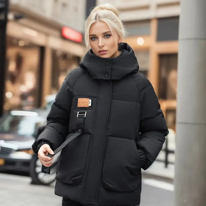 Brielle Women's Waterproof Down Jacket – Warm Winter Coat with Hood & Oversized Fit