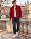 Marco Bomber coupe-vent homme à col montant avec poches zippées et doublure à carreaux