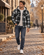 Lennox Veste à Carreaux Homme – Doublure Sherpa, Capuche, Zip Intégral et 4 Poches