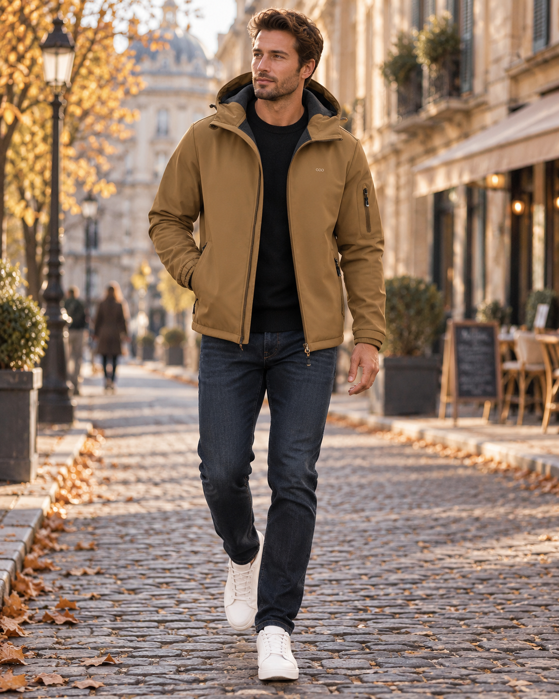 Edmund Veste Softshell Homme – Imperméable 8000 mm, Polaire, Capuche et 5 Poches