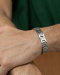 Beckett Men's Bracelet – Stainless Steel Bracelet with Piqué Pattern and Snap Closure