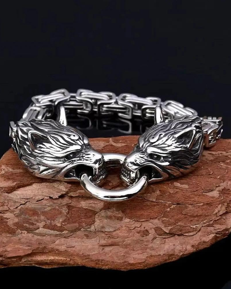 Colton Men's Bracelet – Viking Wolf Bracelet Stainless Steel Celtic Byzantine Style