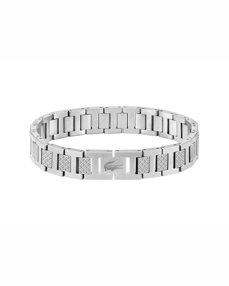 Beckett Men's Bracelet – Stainless Steel Bracelet with Piqué Pattern and Snap Closure