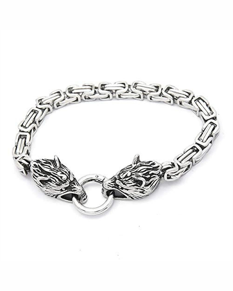 Colton Men's Bracelet – Viking Wolf Bracelet Stainless Steel Celtic Byzantine Style