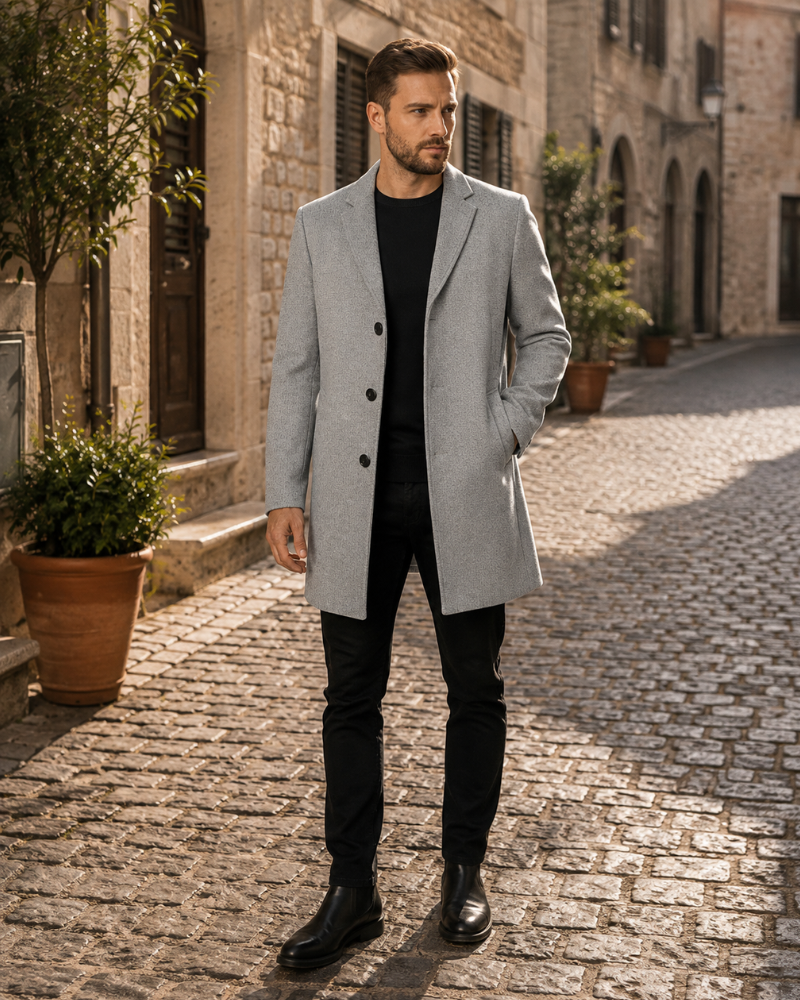 Corvin Manteau d'Hiver Homme – Manteau Long Coupe-Vent avec Boutonnage Classique et Style Élégant