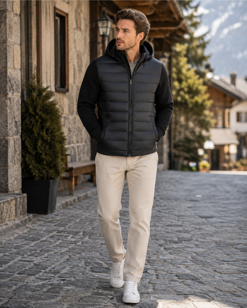 Hugo Veste Matelassée Homme – Manteau Léger avec Fermeture Zippée & Poches Pratiques