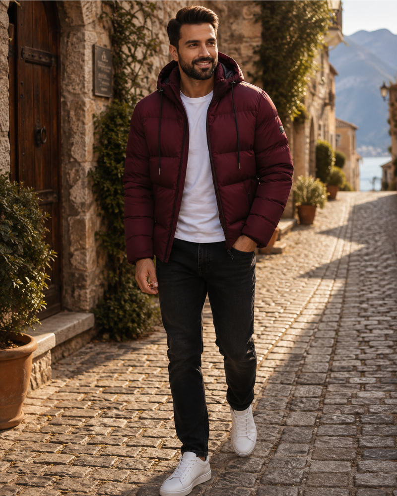 Lucas Parka Homme – Veste d’Hiver Imperméable Matelassée avec Capuche & Coupe Confortable