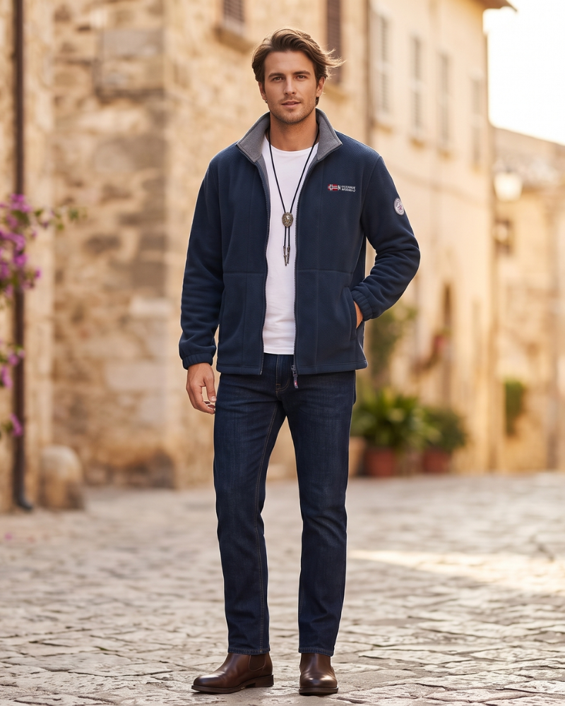 Brandon Veste Polaire Homme – Veste Outdoor Chaude et Légère avec Col Haut Protecteur