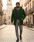 Dorian Manteau Long Homme – Manteau Élégant avec Coupe Allongée, Fermeture Frontale et Poches Pratiques