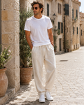 Logan Pantaloni in Lino Uomo – Pantaloni Leggeri a Taglio Ampio con Comfort Traspirante e Stile Casual