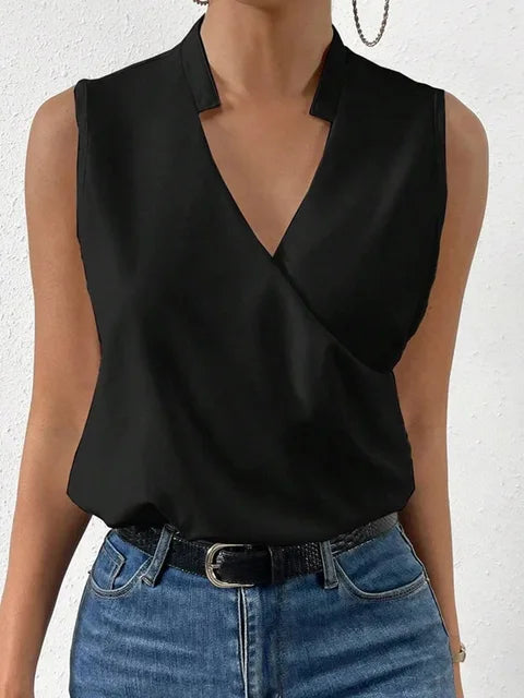 Lucie Débardeur Femme – Haut Sans Manches à Col V, Tissu Léger & Coupe Confortable