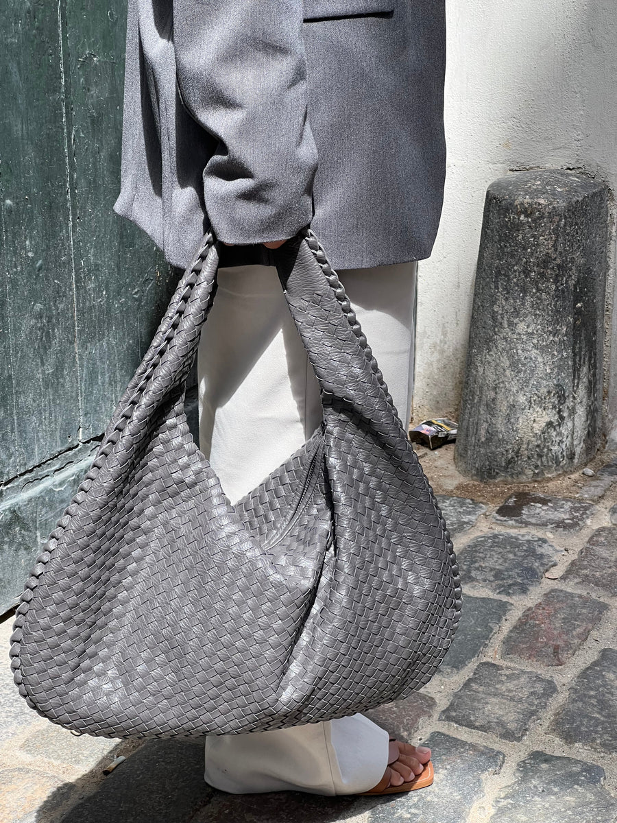 Madison Sac à Main Tressé Femme – Sac Élégant en Cuir Végan avec Grand Compartiment et Fermeture Éclair