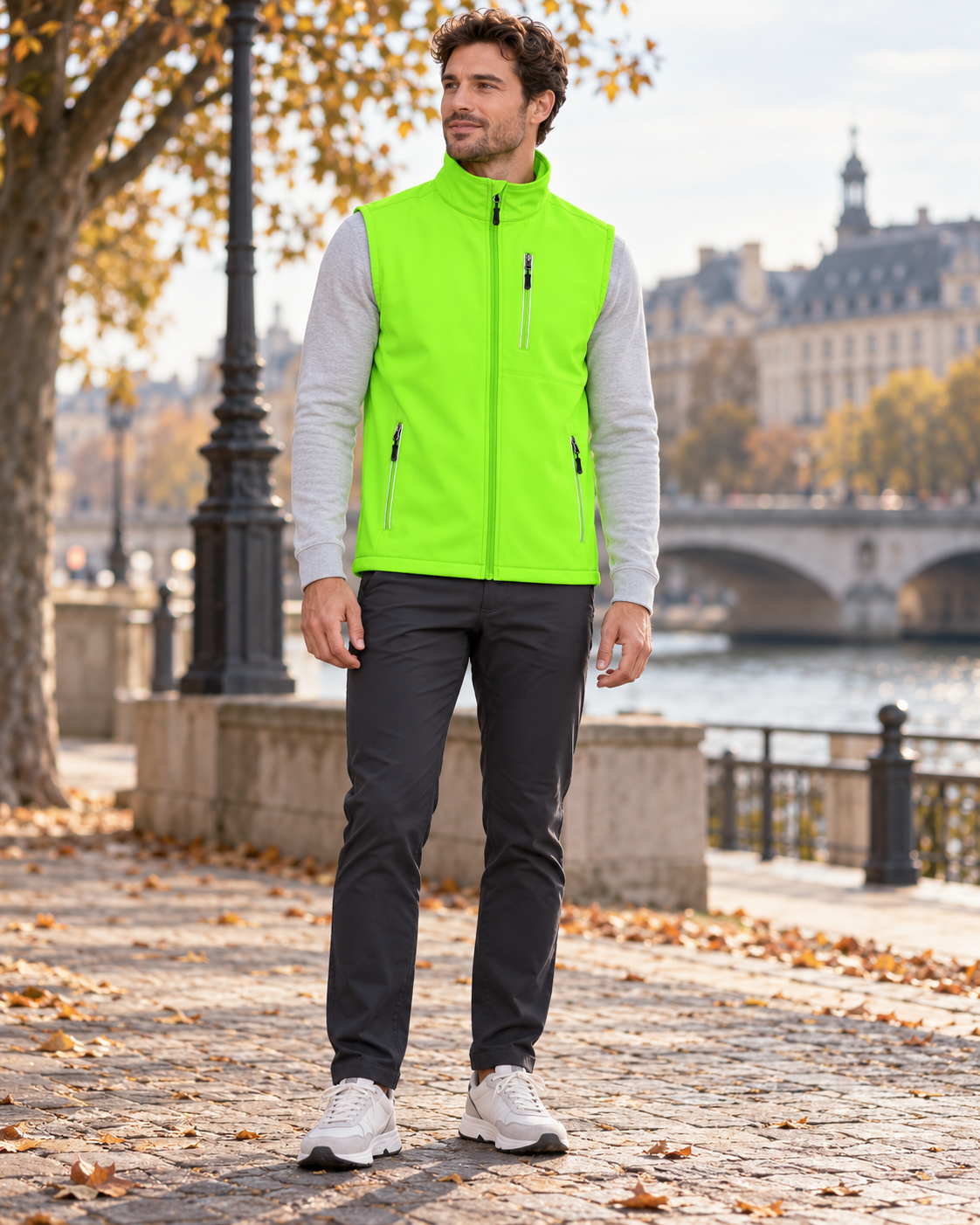 Tristan Veste sans manches homme softshell coupe-vent avec col montant et six poches
